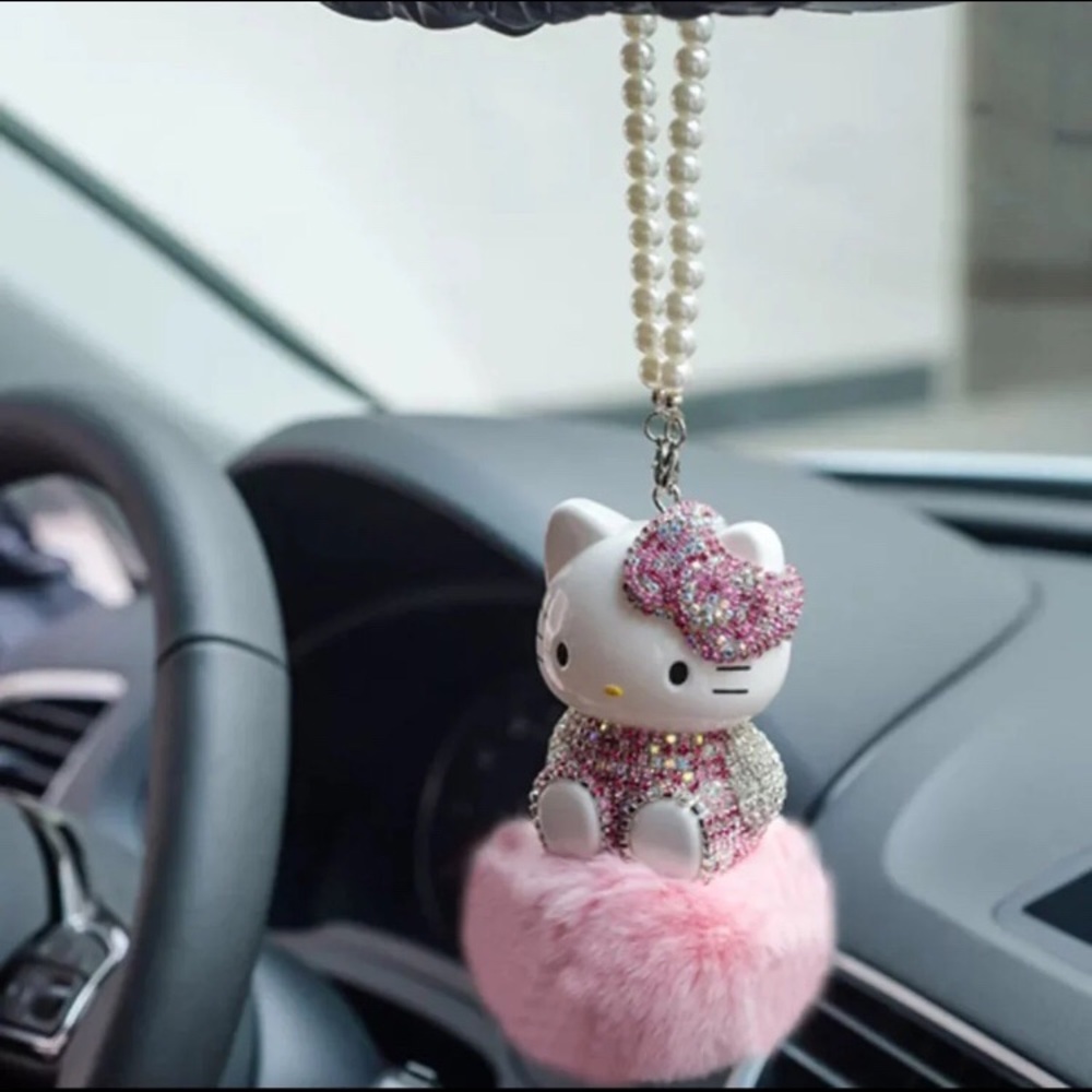 Rhinestone Hello Kitty Pompom Dangler